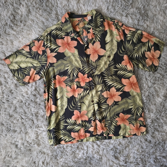 Caribbean Other - Caribbean Tropical Silk Button-Down Shirt - Size Large